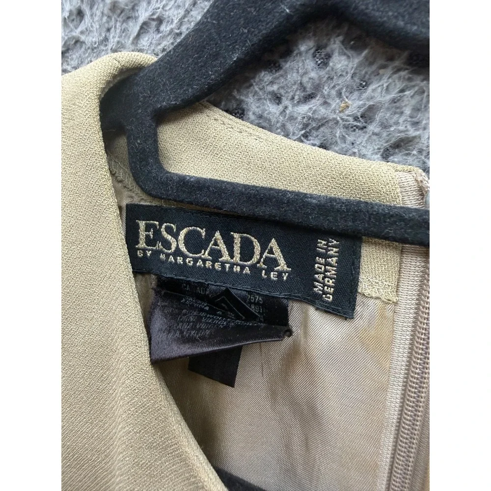 Vintage Escada By Margaretha Ley Wool Midi Sheath Dress Beige Womens Size S/M